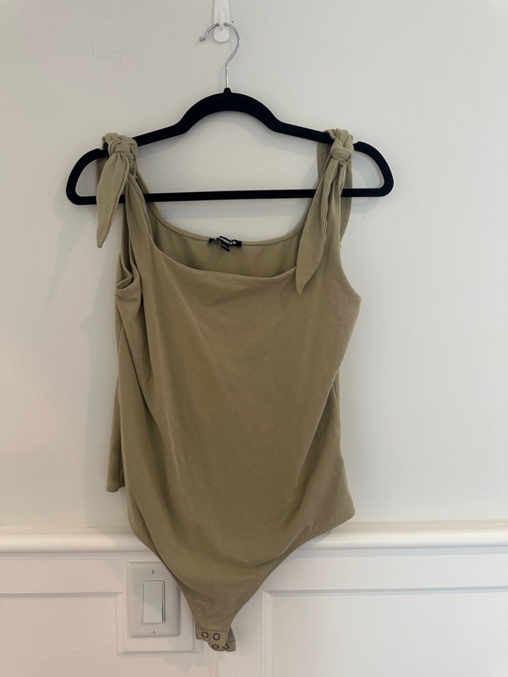 Express Olive Tie-Shoulder Bodysuit